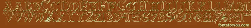 WarsOfAsgardCondensed3D Font – Green Fonts on Brown Background