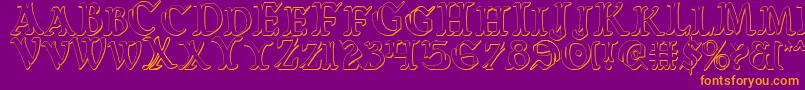 WarsOfAsgardCondensed3D Font – Orange Fonts on Purple Background