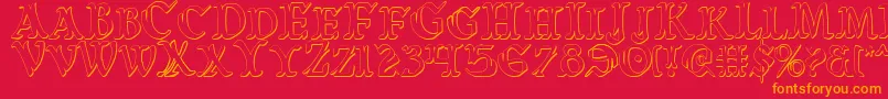 WarsOfAsgardCondensed3D Font – Orange Fonts on Red Background