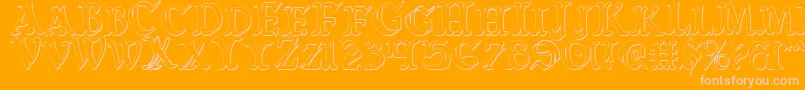 WarsOfAsgardCondensed3D-Schriftart – Rosa Schriften auf orangefarbenem Hintergrund