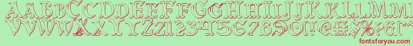 WarsOfAsgardCondensed3D Font – Red Fonts on Green Background