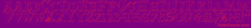 WarsOfAsgardCondensed3D-Schriftart – Rote Schriften auf violettem Hintergrund