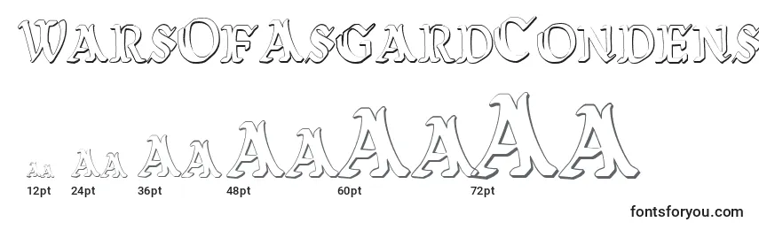 Größen der Schriftart WarsOfAsgardCondensed3D