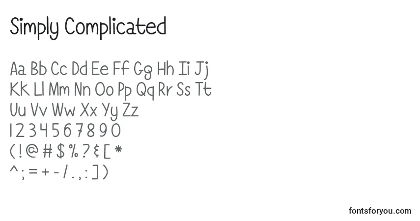 A fonte Simply Complicated   – alfabeto, números, caracteres especiais