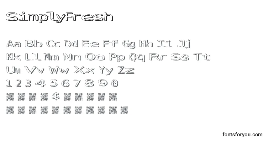 SimplyFresh-fontti – aakkoset, numerot, erikoismerkit