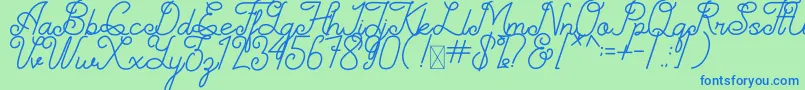 Шрифт Simplyline Demo – синие шрифты на зелёном фоне