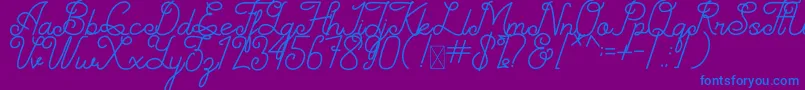 Simplyline Demo-fontti – siniset fontit violetilla taustalla