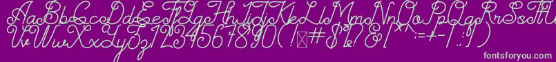 フォントSimplyline Demo – 紫の背景に緑のフォント