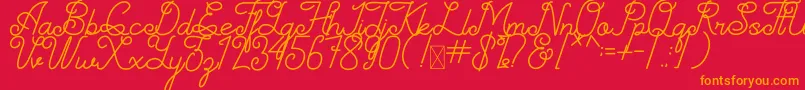 Simplyline Demo-Schriftart – Orangefarbene Schriften auf rotem Hintergrund