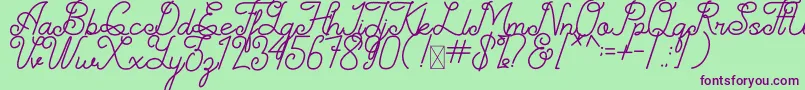 Шрифт Simplyline Demo – фиолетовые шрифты на зелёном фоне