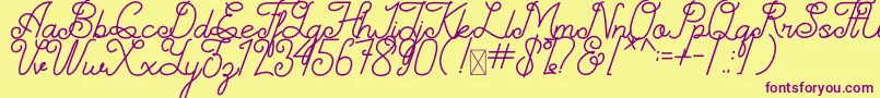 Simplyline Demo-fontti – violetit fontit keltaisella taustalla