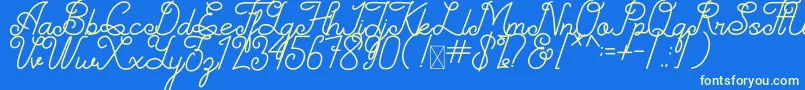 Simplyline Demo-fontti – keltaiset fontit sinisellä taustalla