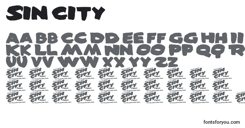 Schriftart Sin City – Alphabet, Zahlen, spezielle Symbole