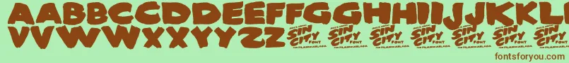 Sin City Font – Brown Fonts on Green Background