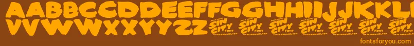 Sin City Font – Orange Fonts on Brown Background