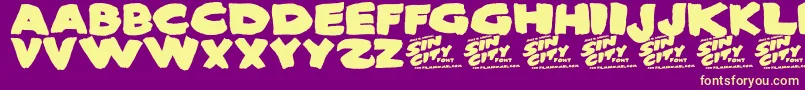 Sin City Font – Yellow Fonts on Purple Background