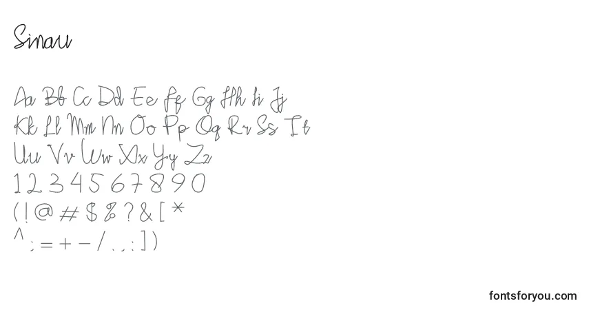 A fonte Sinau – alfabeto, números, caracteres especiais