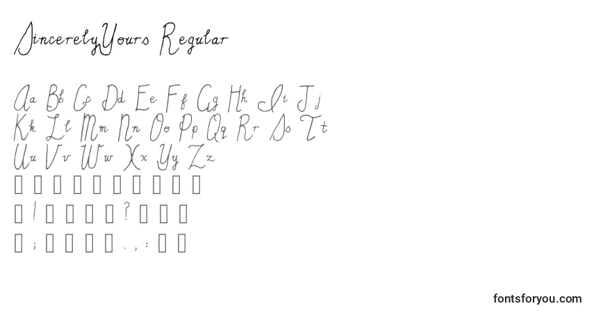SincerelyYours Regular Font – alphabet, numbers, special characters