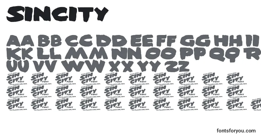 Czcionka SinCity (140981) – alfabet, cyfry, specjalne znaki