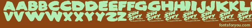 SinCity Font – Green Fonts on Brown Background