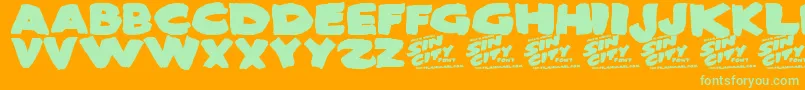SinCity-Schriftart – Grüne Schriften auf orangefarbenem Hintergrund