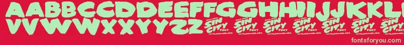 Saiba mais sobre a fonte SinCity Fonte SinCity – fontes verdes em um fundo vermelho