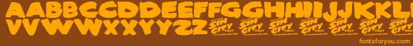 SinCity-Schriftart – Orangefarbene Schriften auf braunem Hintergrund