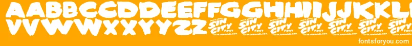 SinCity-Schriftart – Weiße Schriften auf orangefarbenem Hintergrund