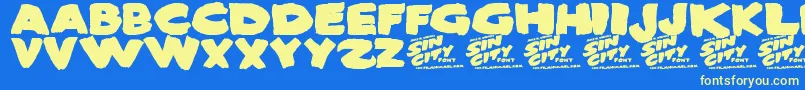 SinCity Font – Yellow Fonts on Blue Background