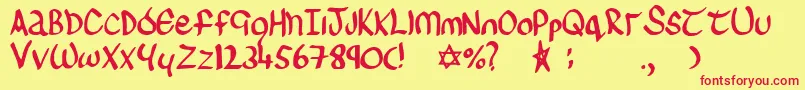 sinead-Schriftart – Rote Schriften auf gelbem Hintergrund