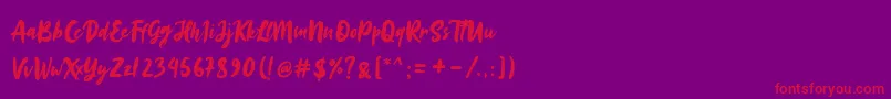 フォントSinestta – 紫の背景に赤い文字