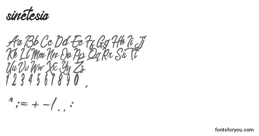 Шрифт Sinetesia (140985) – алфавит, цифры, специальные символы