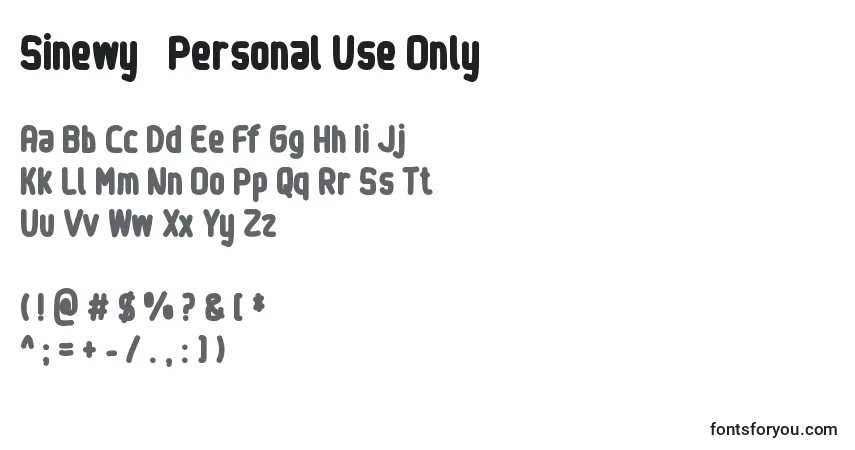 Czcionka Sinewy   Personal Use Only – alfabet, cyfry, specjalne znaki
