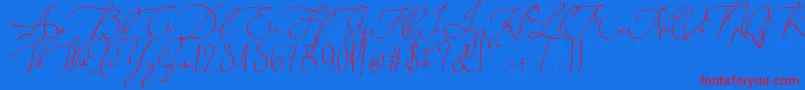 Singapore Landscape  -Schriftart – Rote Schriften auf blauem Hintergrund