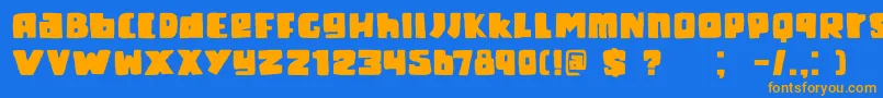 フォントDkFatKittyKat – オレンジ色の文字が青い背景にあります。