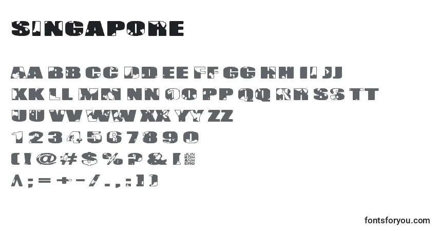 Schriftart Singapore (140990) – Alphabet, Zahlen, spezielle Symbole