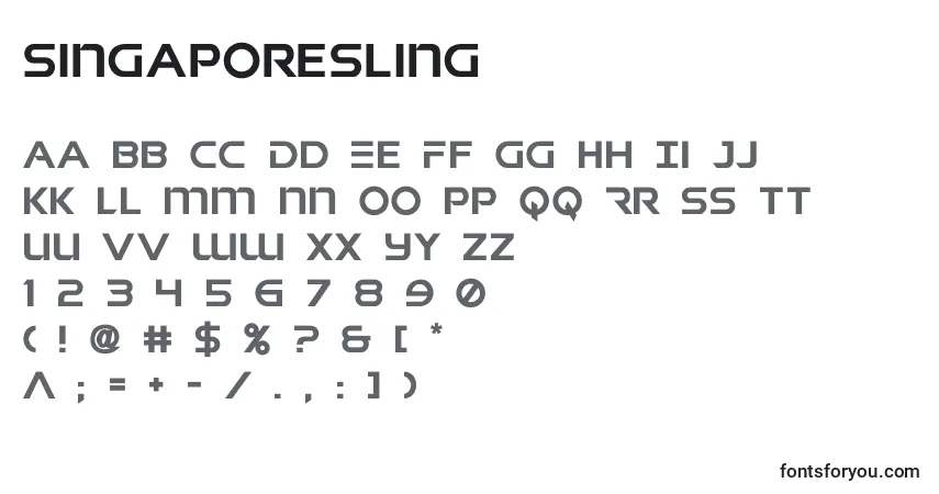 Schriftart Singaporesling (140991) – Alphabet, Zahlen, spezielle Symbole