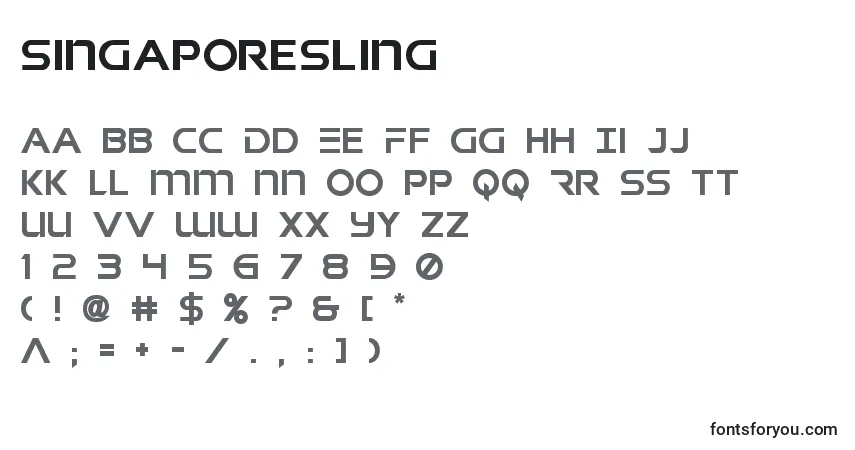Schriftart Singaporesling (140992) – Alphabet, Zahlen, spezielle Symbole