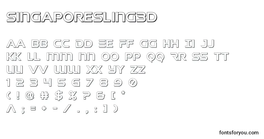 Schriftart Singaporesling3d (140993) – Alphabet, Zahlen, spezielle Symbole