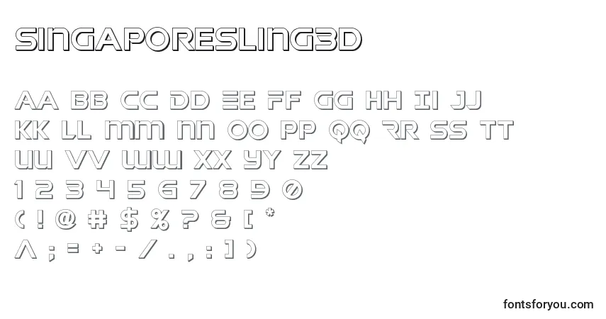Schriftart Singaporesling3d (140994) – Alphabet, Zahlen, spezielle Symbole