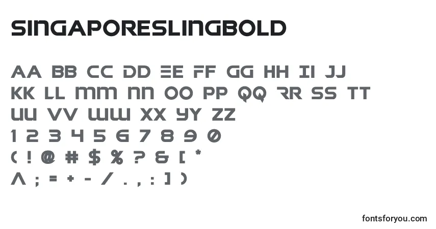 A fonte Singaporeslingbold (140997) – alfabeto, números, caracteres especiais