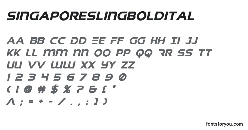 Schriftart Singaporeslingboldital (140999) – Alphabet, Zahlen, spezielle Symbole