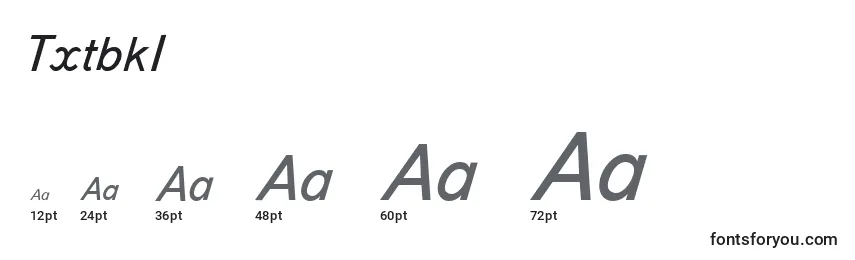sizes of txtbki font, txtbki sizes