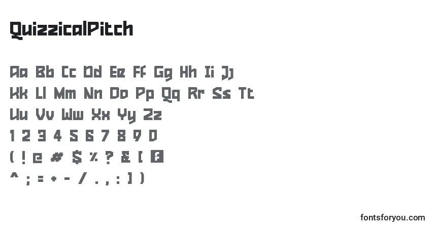 A fonte QuizzicalPitch – alfabeto, números, caracteres especiais