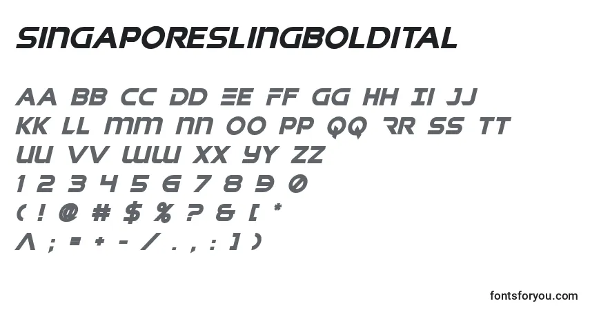 Czcionka Singaporeslingboldital (141000) – alfabet, cyfry, specjalne znaki