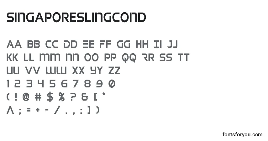 A fonte Singaporeslingcond (141001) – alfabeto, números, caracteres especiais