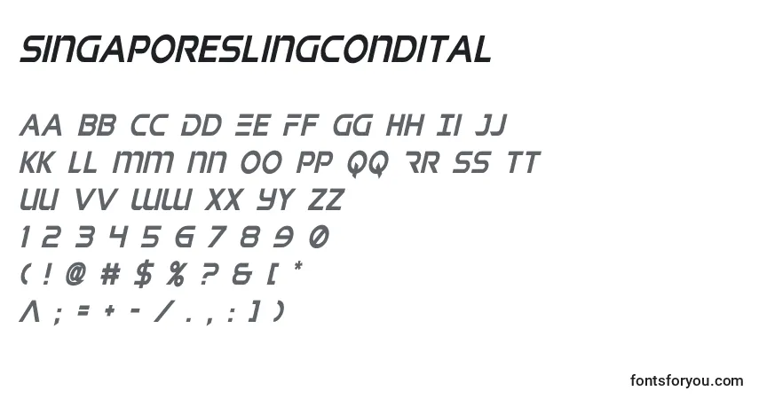 A fonte Singaporeslingcondital (141003) – alfabeto, números, caracteres especiais