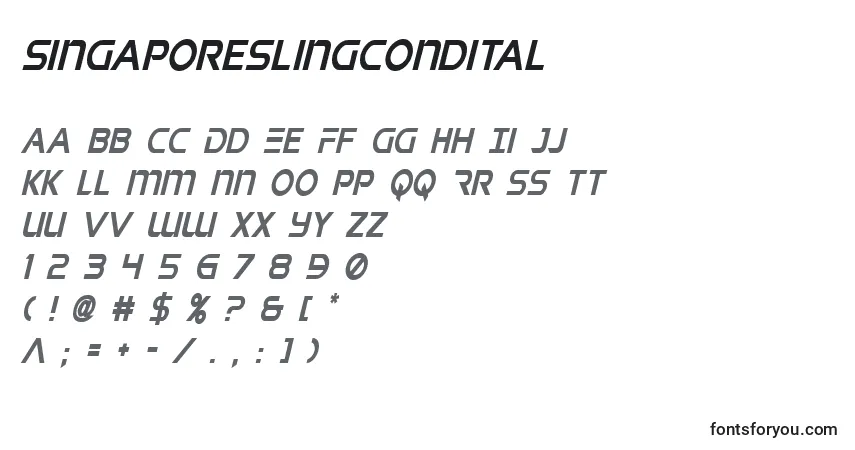 Czcionka Singaporeslingcondital (141004) – alfabet, cyfry, specjalne znaki