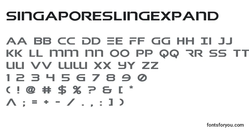 Schriftart Singaporeslingexpand (141005) – Alphabet, Zahlen, spezielle Symbole