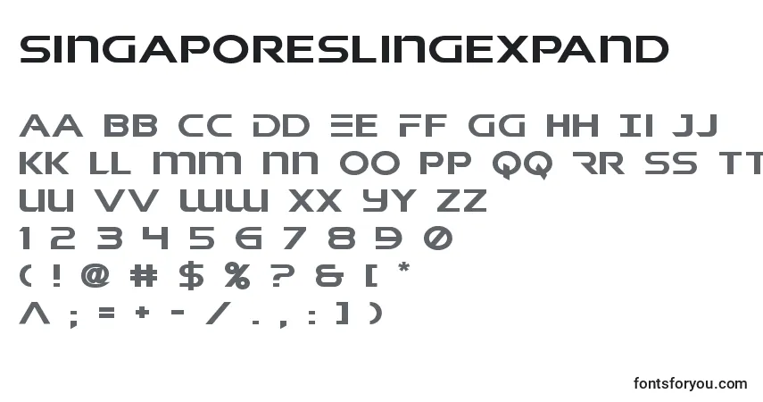Schriftart Singaporeslingexpand (141006) – Alphabet, Zahlen, spezielle Symbole